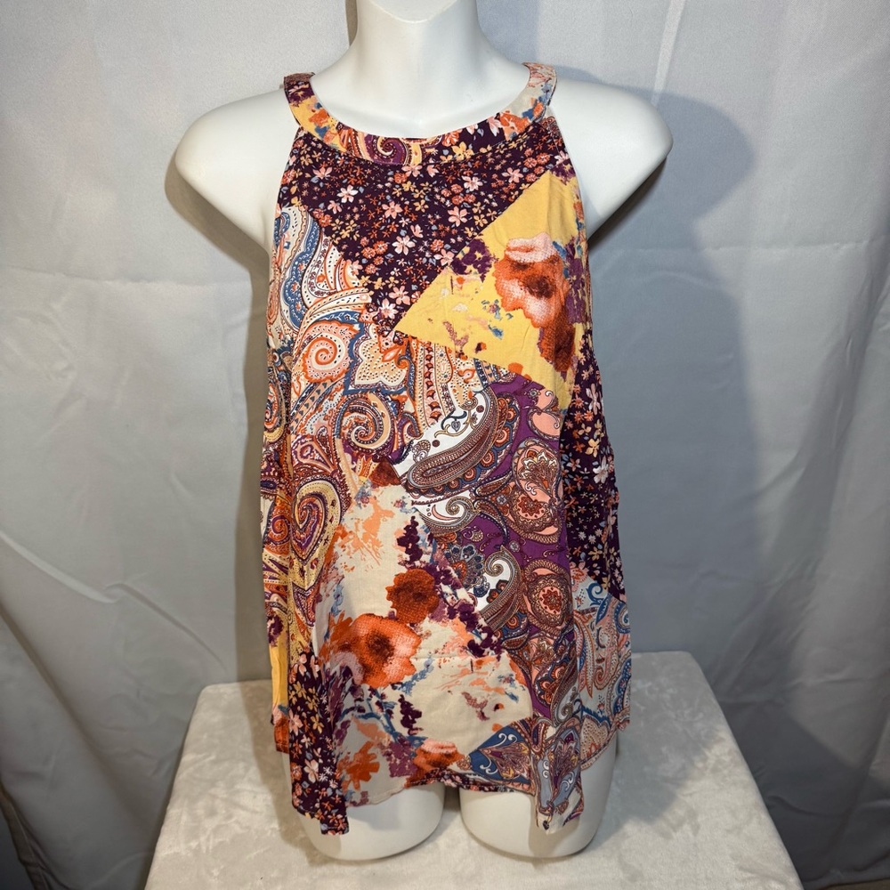 Savanna Jane Patchwork‎ Paisley Floral Tank Top NWT L Boho